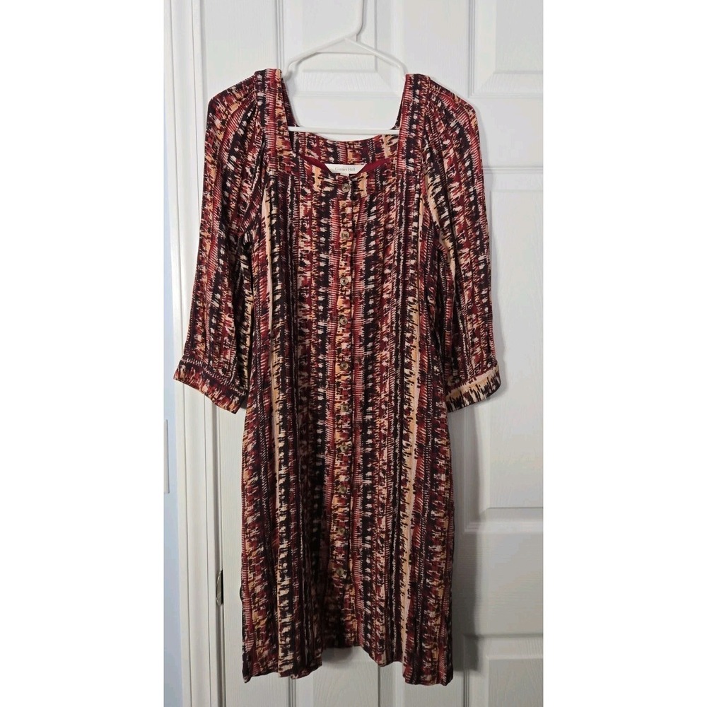 Garnet Hill Womans 3/4 Sleeve Button Down Front Size XS Multicolor, Pockets